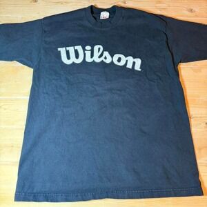Wilson 90's vintage Black and white t-shirt. Single stitch